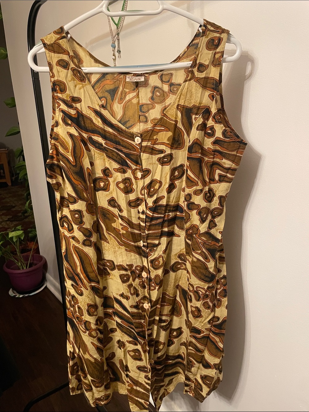 Magic Sleeveless Midi Dress in Brown and Tan Swirl Print